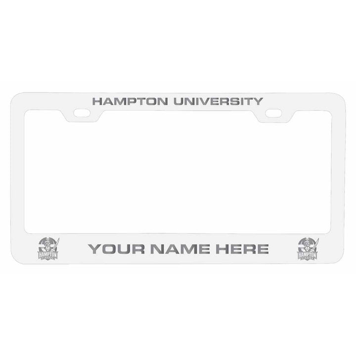 Customizable Hampton University NCAA Laser-Engraved Metal License Plate Frame - Personalized Car Accessory Image 2