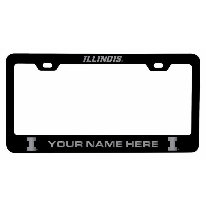 Customizable Illinois Fighting Illini NCAA Laser-Engraved Metal License Plate Frame - Personalized Car Accessory Image 1