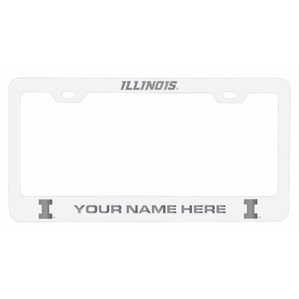 Customizable Illinois Fighting Illini NCAA Laser-Engraved Metal License Plate Frame - Personalized Car Accessory Image 2