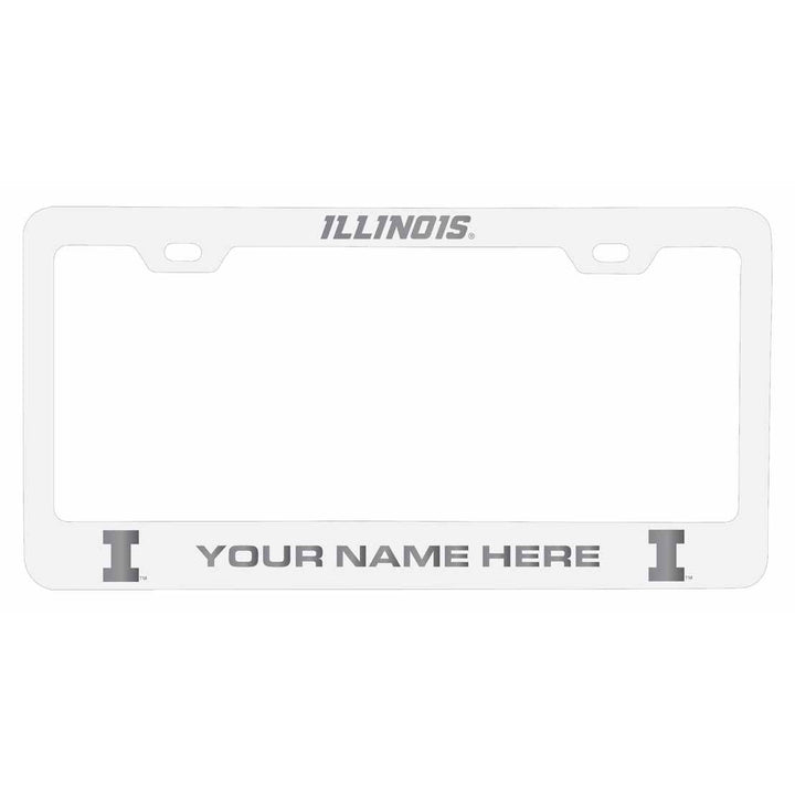 Customizable Illinois Fighting Illini NCAA Laser-Engraved Metal License Plate Frame - Personalized Car Accessory Image 2