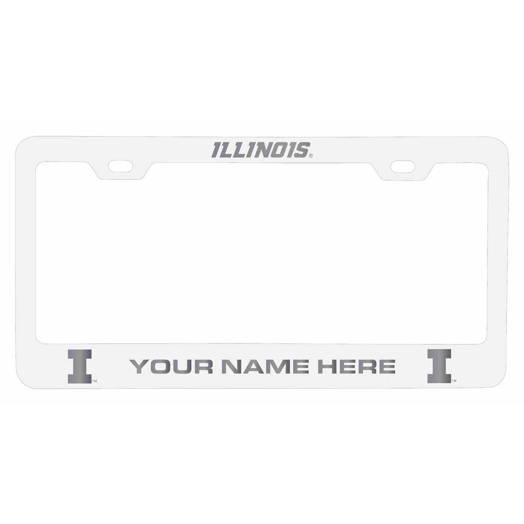 Customizable Illinois Fighting Illini NCAA Laser-Engraved Metal License Plate Frame - Personalized Car Accessory Image 1