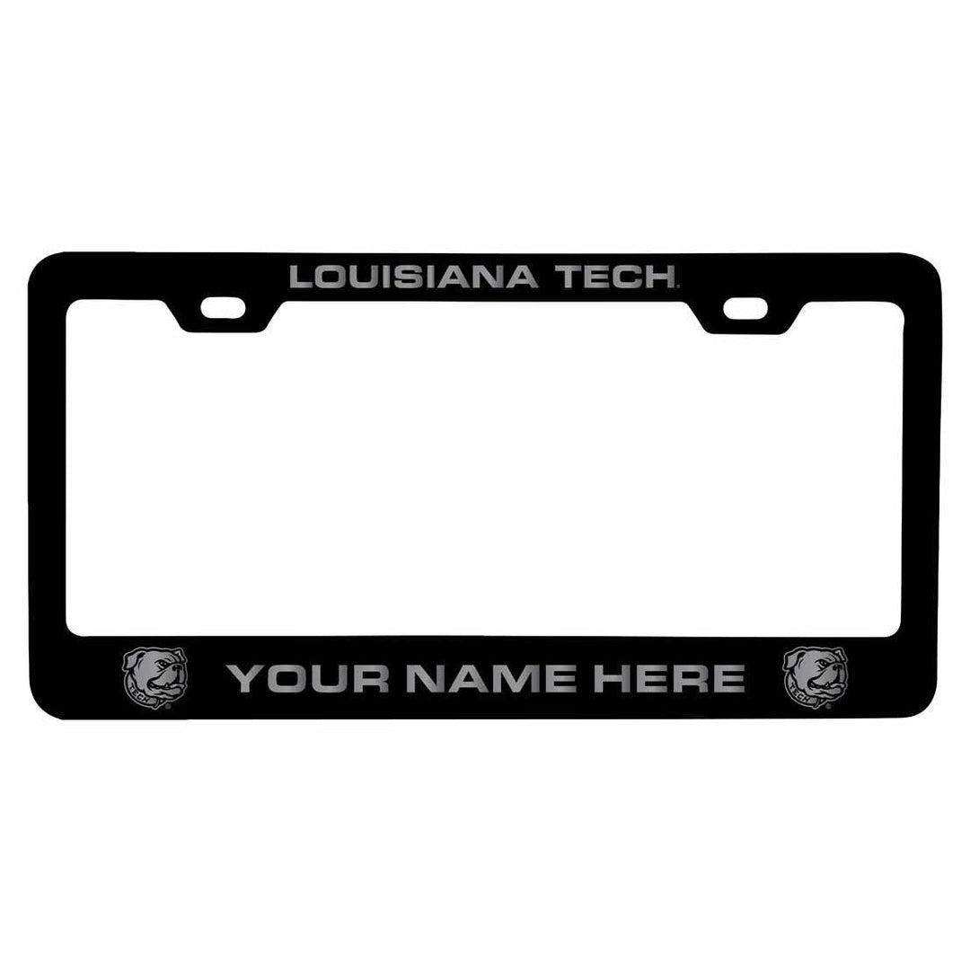 Customizable Louisiana Tech Bulldogs NCAA Laser-Engraved Metal License Plate Frame - Personalized Car Accessory Image 1