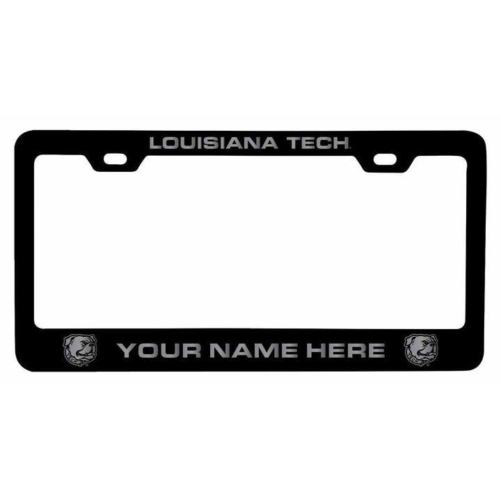 Customizable Louisiana Tech Bulldogs NCAA Laser-Engraved Metal License Plate Frame - Personalized Car Accessory Image 1