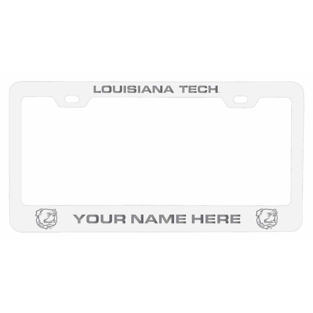 Customizable Louisiana Tech Bulldogs NCAA Laser-Engraved Metal License Plate Frame - Personalized Car Accessory Image 1