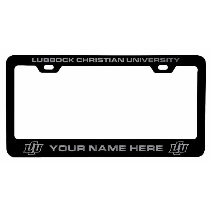 Collegiate Custom Lubbock Christian University Chaparral Metal License Plate Frame with Engraved Name Image 1