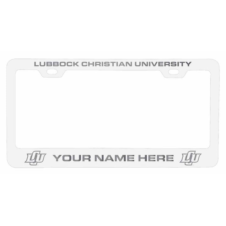 Collegiate Custom Lubbock Christian University Chaparral Metal License Plate Frame with Engraved Name Image 2