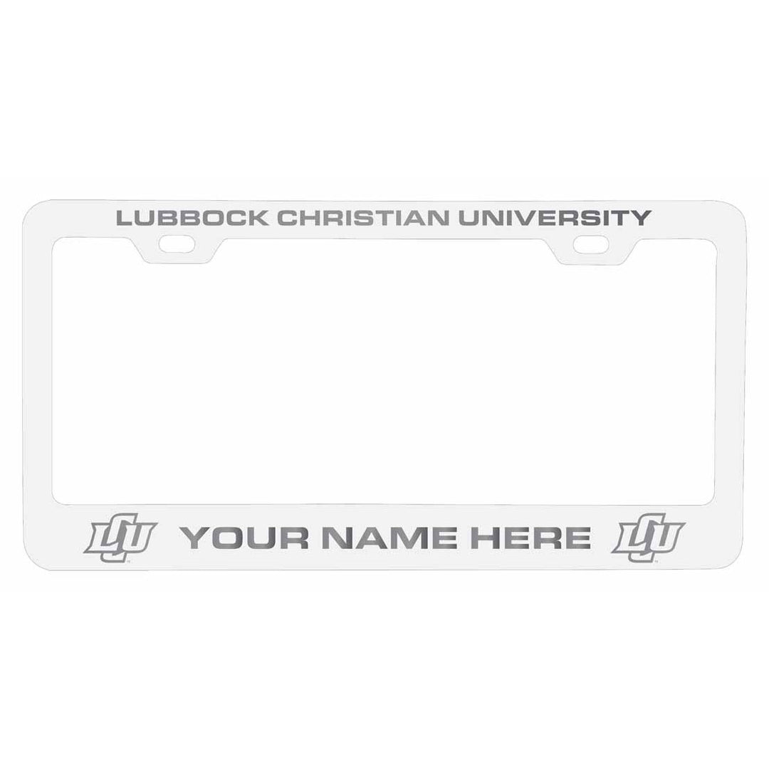 Customizable Lubbock Christian University Chaparral NCAA Laser-Engraved Metal License Plate Frame - Personalized Car Image 1