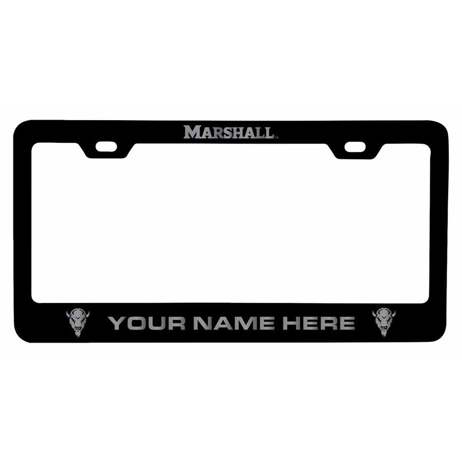 Customizable Marshall Thundering Herd NCAA Laser-Engraved Metal License Plate Frame - Personalized Car Accessory Image 1