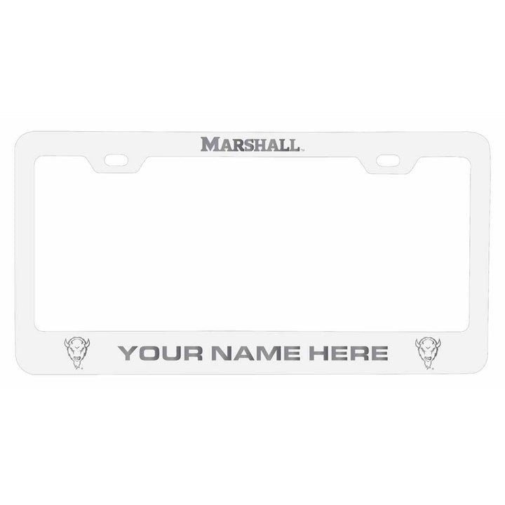 Customizable Marshall Thundering Herd NCAA Laser-Engraved Metal License Plate Frame - Personalized Car Accessory Image 2