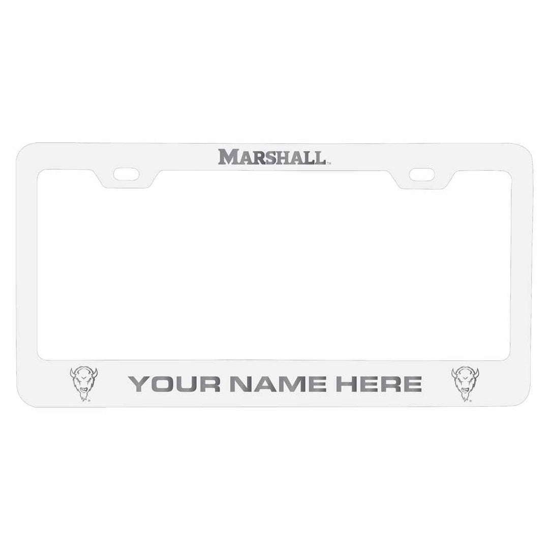 Customizable Marshall Thundering Herd NCAA Laser-Engraved Metal License Plate Frame - Personalized Car Accessory Image 1