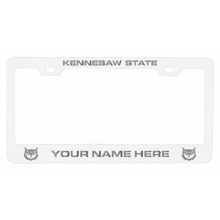 Customizable Kennesaw State University NCAA Laser-Engraved Metal License Plate Frame - Personalized Car Accessory Image 2