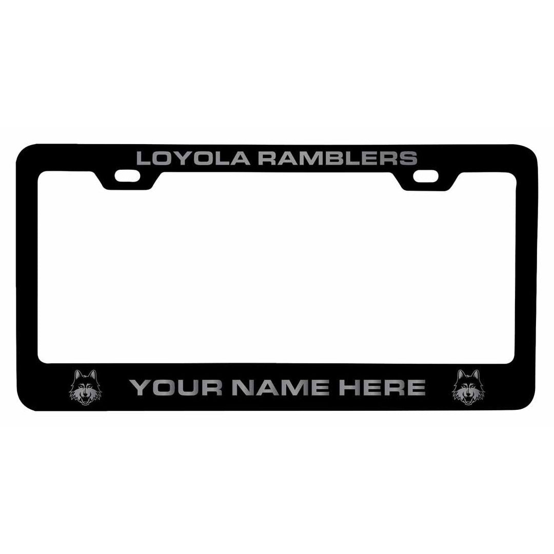 Customizable Loyola University Ramblers NCAA Laser-Engraved Metal License Plate Frame - Personalized Car Accessory Image 1