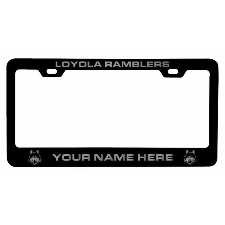 Customizable Loyola University Ramblers NCAA Laser-Engraved Metal License Plate Frame - Personalized Car Accessory Image 1