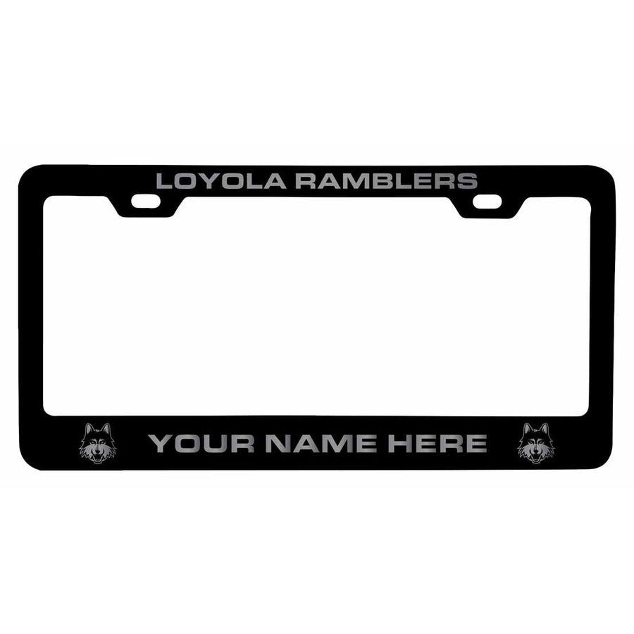 Customizable Loyola University Ramblers NCAA Laser-Engraved Metal License Plate Frame - Personalized Car Accessory Image 1