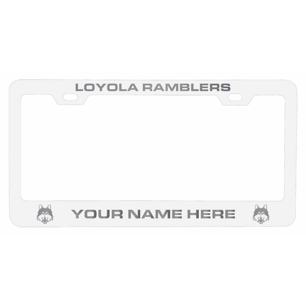 Customizable Loyola University Ramblers NCAA Laser-Engraved Metal License Plate Frame - Personalized Car Accessory Image 2