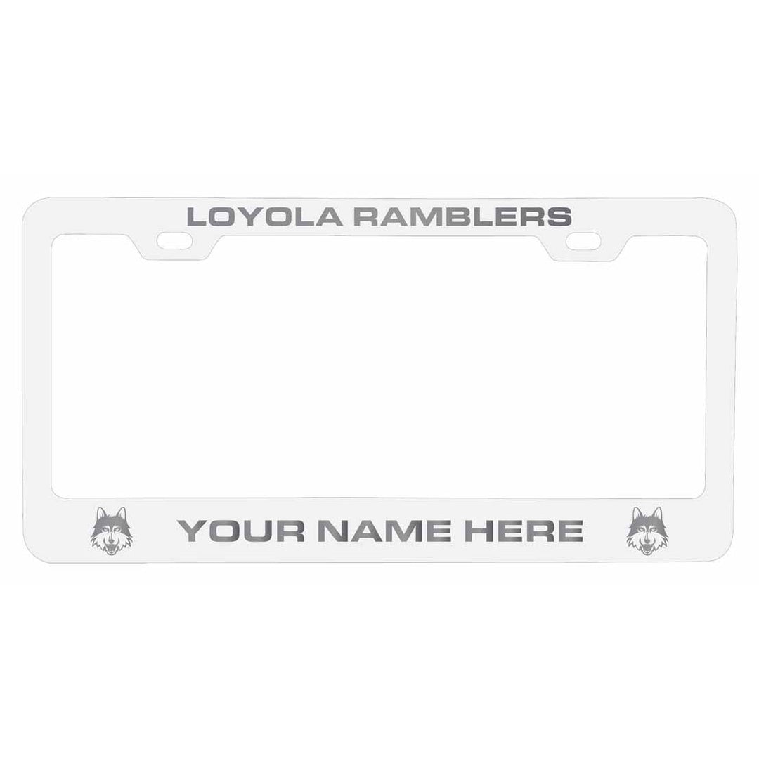 Customizable Loyola University Ramblers NCAA Laser-Engraved Metal License Plate Frame - Personalized Car Accessory Image 2