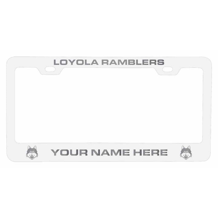 Customizable Loyola University Ramblers NCAA Laser-Engraved Metal License Plate Frame - Personalized Car Accessory Image 2