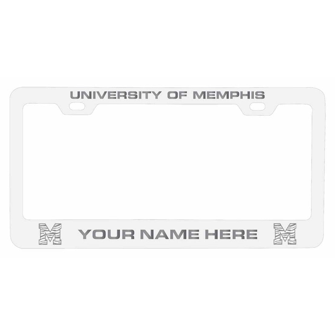 Customizable Memphis Tigers NCAA Laser-Engraved Metal License Plate Frame - Personalized Car Accessory Image 1