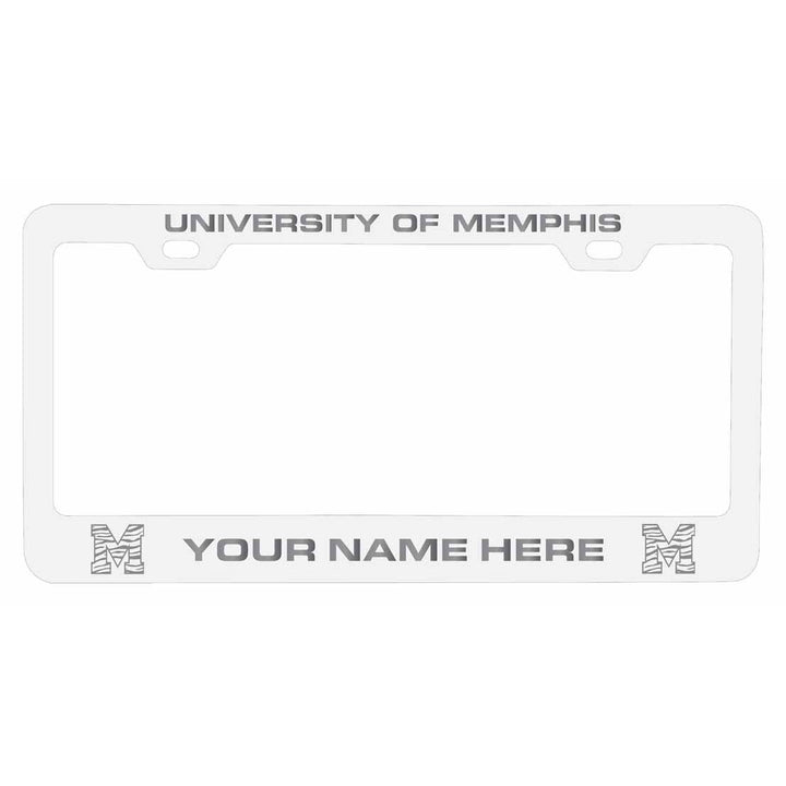 Customizable Memphis Tigers NCAA Laser-Engraved Metal License Plate Frame - Personalized Car Accessory Image 1