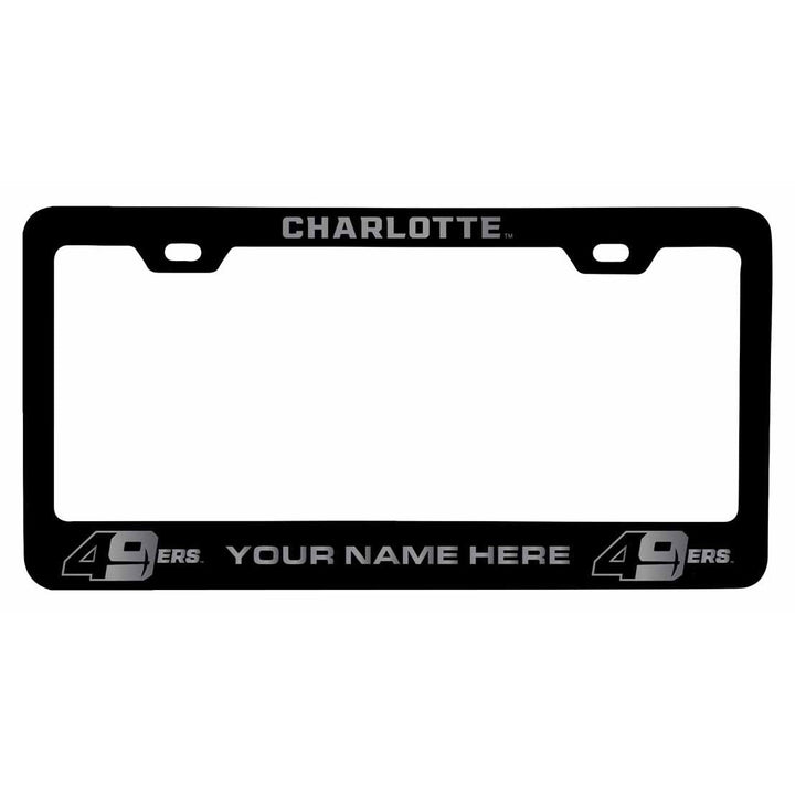 Customizable North Carolina Charlotte Forty-Niners NCAA Laser-Engraved Metal License Plate Frame - Personalized Car Image 1