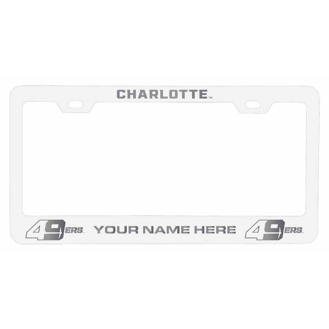 Customizable North Carolina Charlotte Forty-Niners NCAA Laser-Engraved Metal License Plate Frame - Personalized Car Image 2