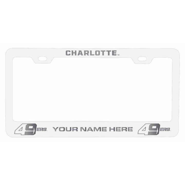 Customizable North Carolina Charlotte Forty-Niners NCAA Laser-Engraved Metal License Plate Frame - Personalized Car Image 2