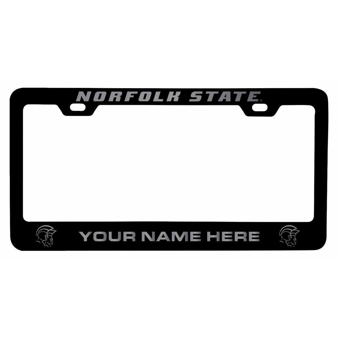 Customizable Norfolk State University NCAA Laser-Engraved Metal License Plate Frame - Personalized Car Accessory Image 1