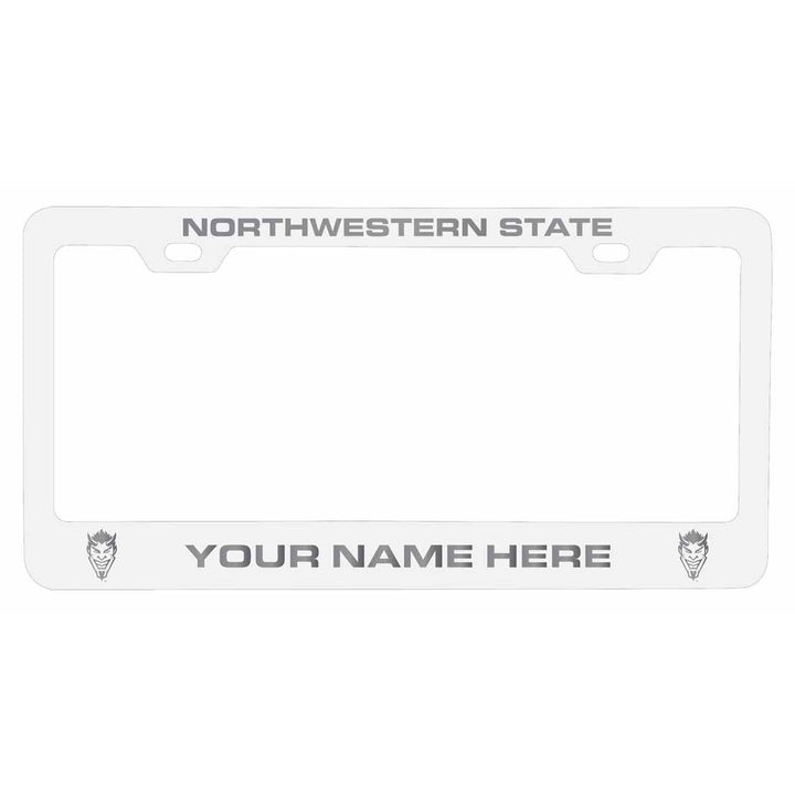 Collegiate Custom Northwestern State Demons Metal License Plate Frame with Engraved Name Image 1