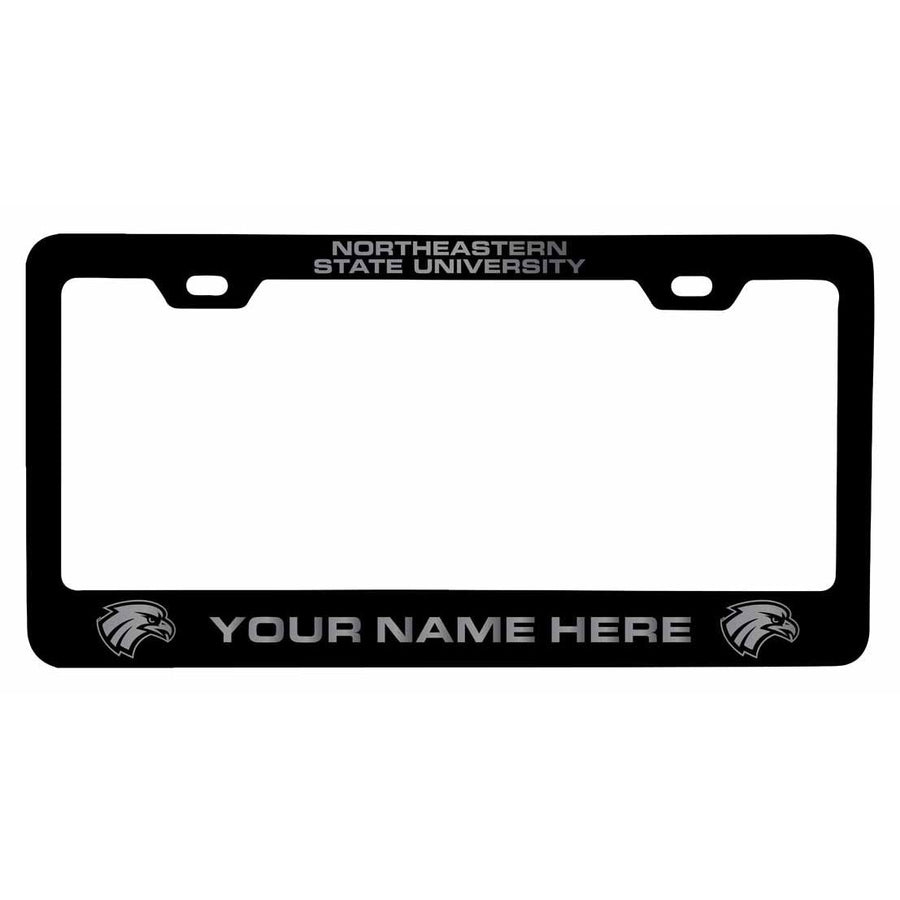 Customizable Northeastern State University Riverhawks NCAA Laser-Engraved Metal License Plate Frame - Personalized Car Image 1