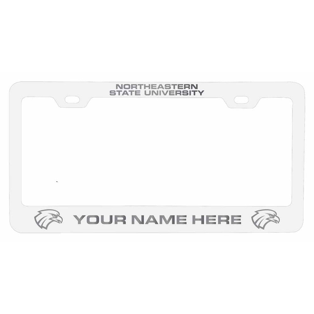 Customizable Northeastern State University Riverhawks NCAA Laser-Engraved Metal License Plate Frame - Personalized Car Image 2