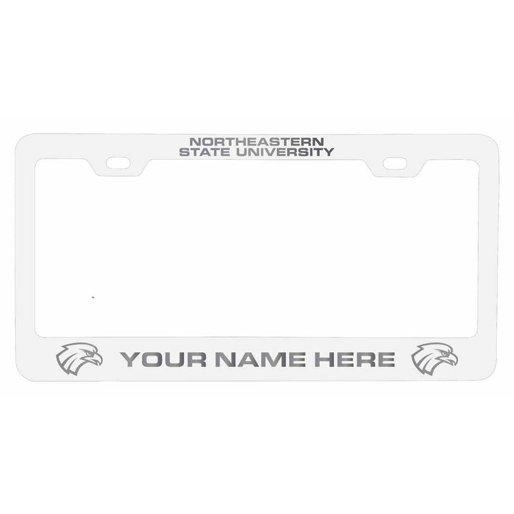 Customizable Northeastern State University Riverhawks NCAA Laser-Engraved Metal License Plate Frame - Personalized Car Image 2