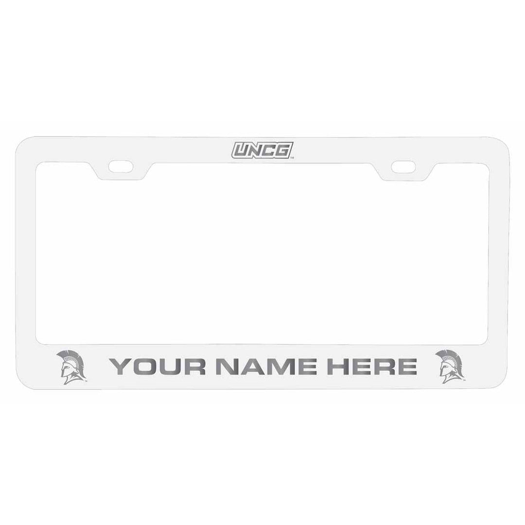 Customizable North Carolina Greensboro Spartans NCAA Laser-Engraved Metal License Plate Frame - Personalized Car Image 1