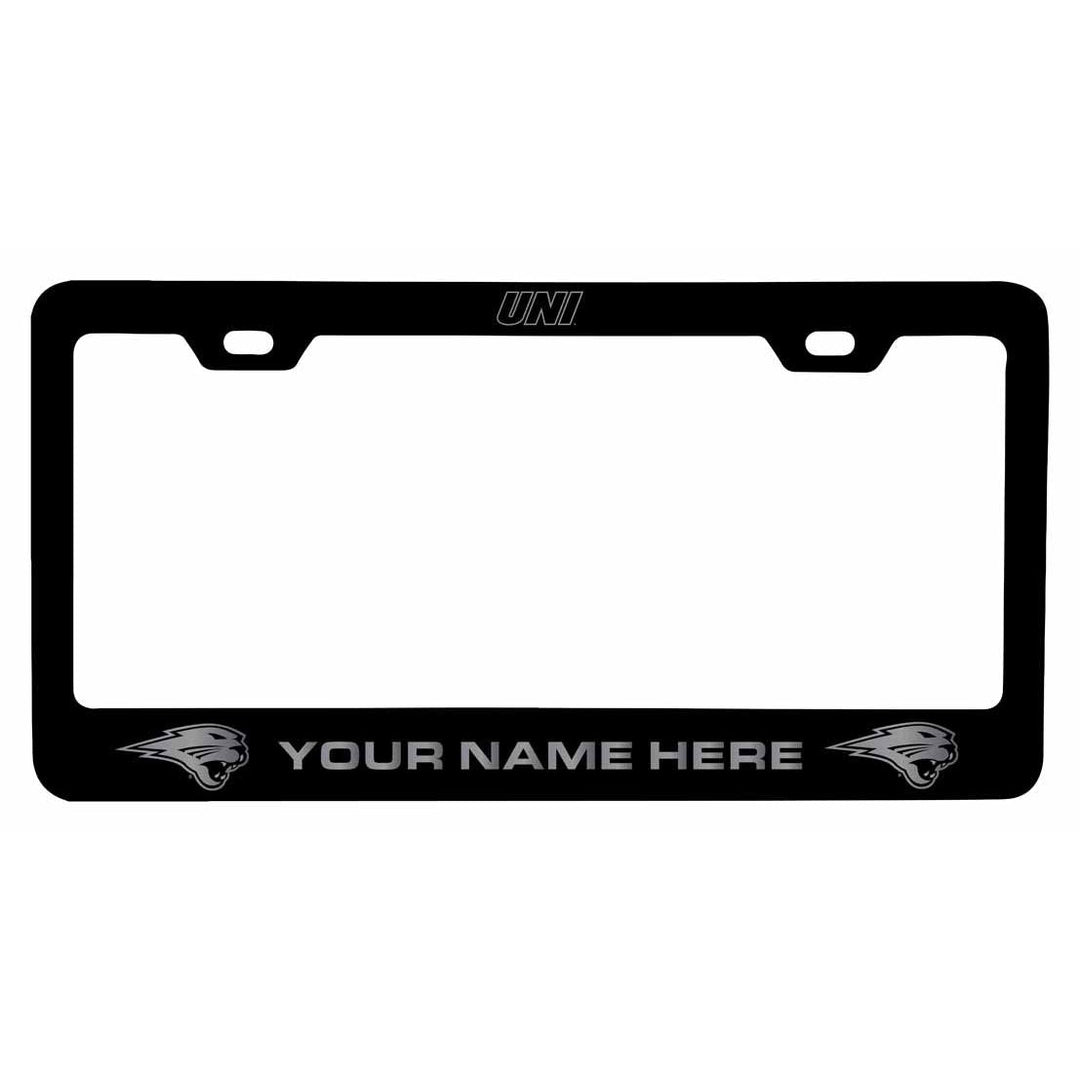 Customizable Northern Iowa Panthers NCAA Laser-Engraved Metal License Plate Frame - Personalized Car Accessory Image 1