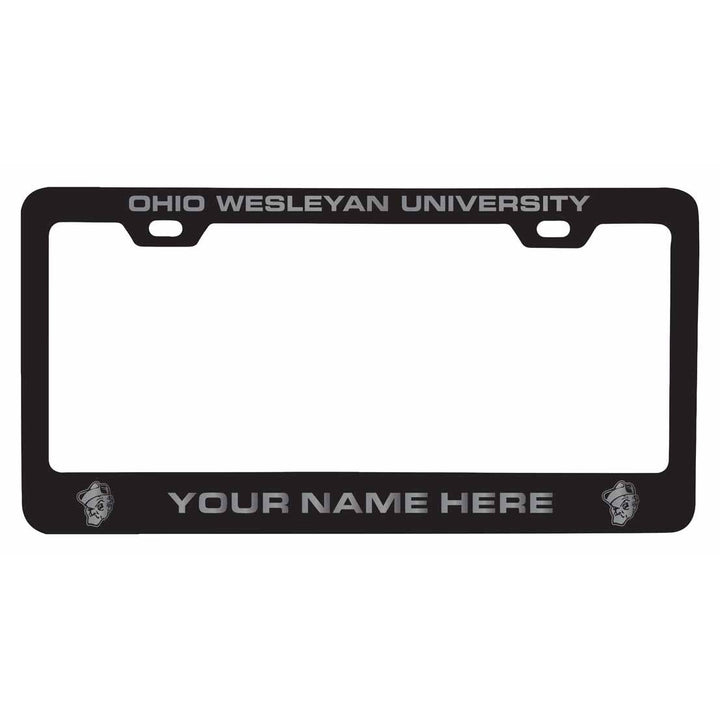 Customizable Ohio Wesleyan University NCAA Laser-Engraved Metal License Plate Frame - Personalized Car Accessory Image 1