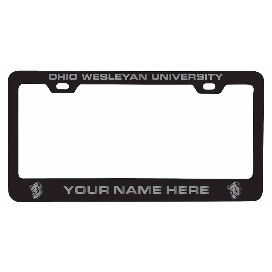 Customizable Ohio Wesleyan University NCAA Laser-Engraved Metal License Plate Frame - Personalized Car Accessory Image 1