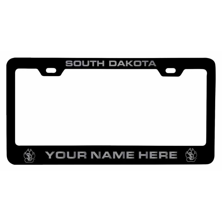 Customizable South Dakota Coyotes NCAA Laser-Engraved Metal License Plate Frame - Personalized Car Accessory Image 1