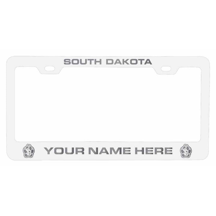 Customizable South Dakota Coyotes NCAA Laser-Engraved Metal License Plate Frame - Personalized Car Accessory Image 2