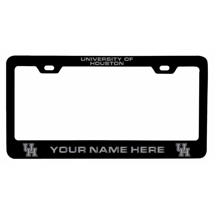 Customizable University of Houston NCAA Laser-Engraved Metal License Plate Frame - Personalized Car Accessory Image 1