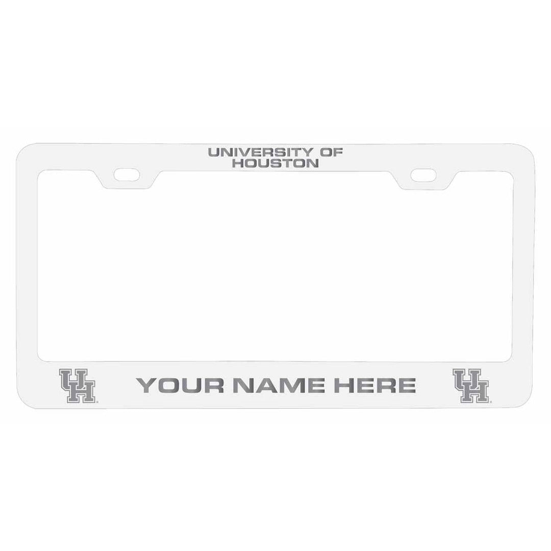 Customizable University of Houston NCAA Laser-Engraved Metal License Plate Frame - Personalized Car Accessory Image 1