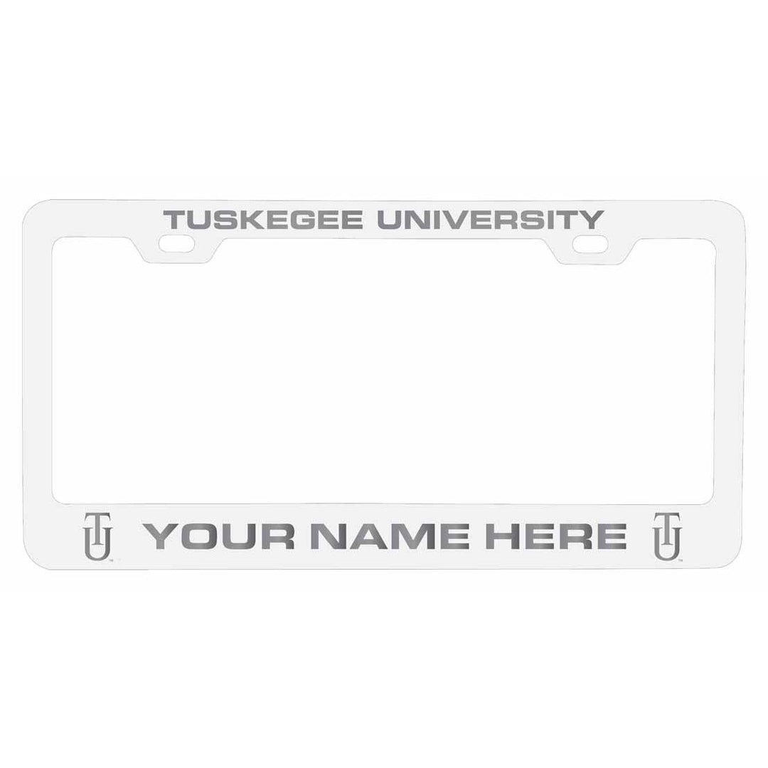 Customizable Tuskegee University NCAA Laser-Engraved Metal License Plate Frame - Personalized Car Accessory Image 2