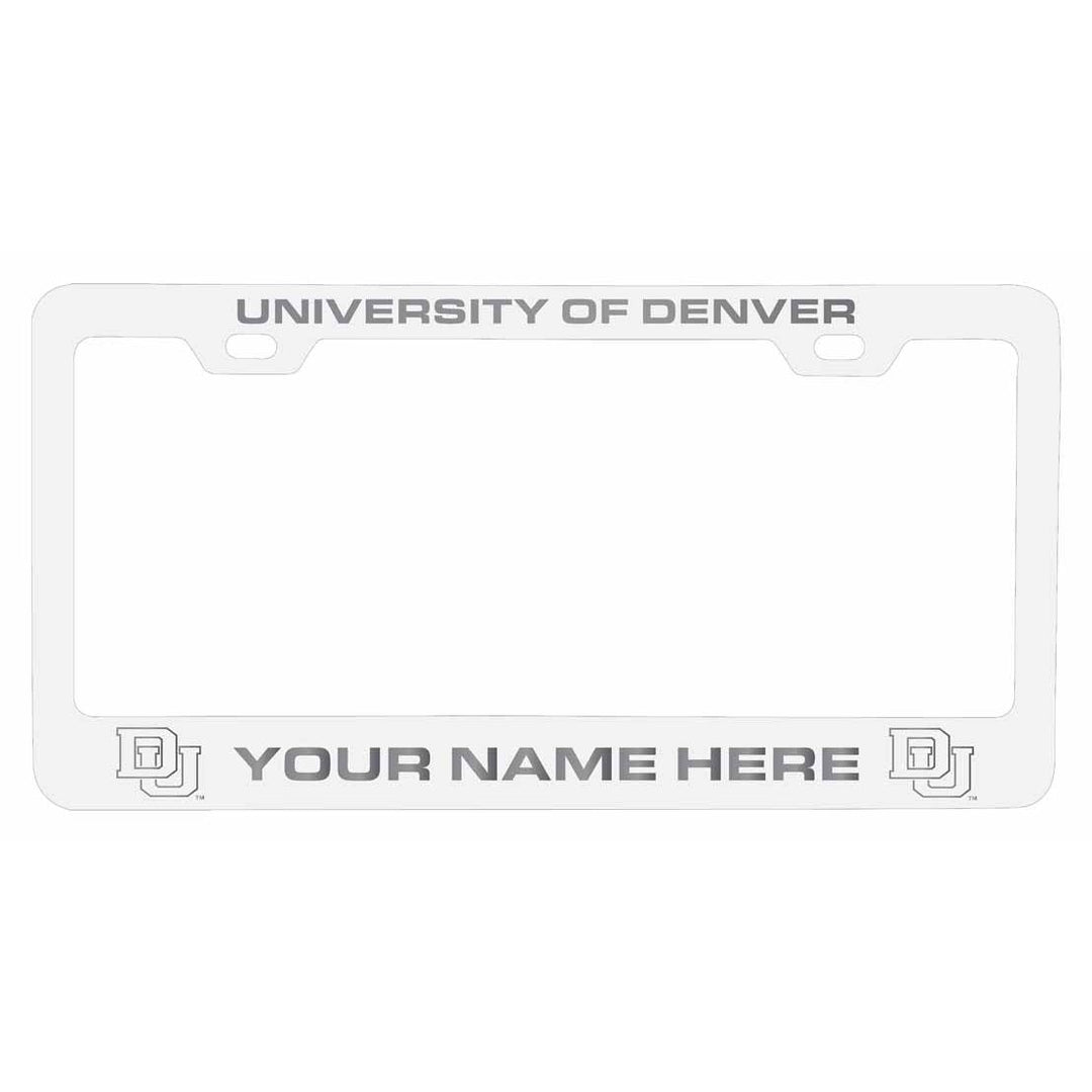 Customizable University of Denver Pioneers NCAA Laser-Engraved Metal License Plate Frame - Personalized Car Accessory Image 2