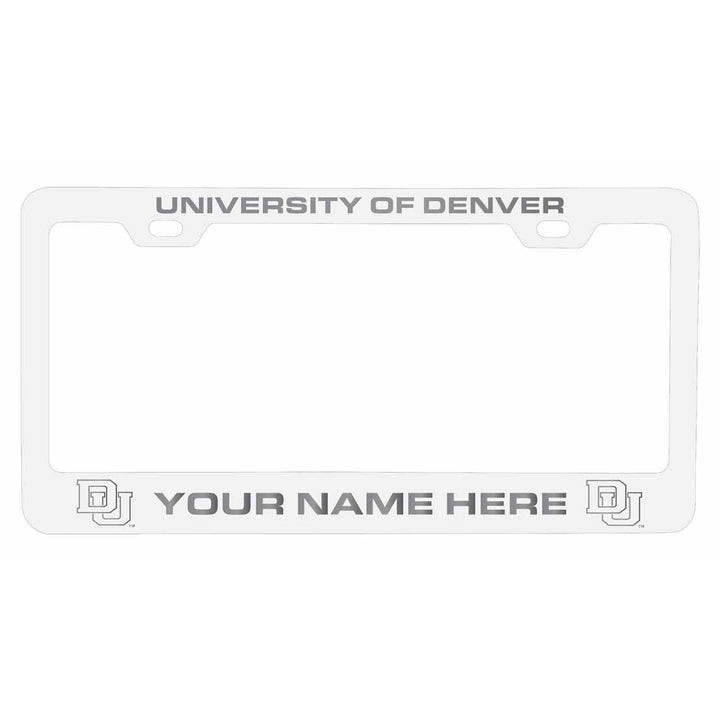 Customizable University of Denver Pioneers NCAA Laser-Engraved Metal License Plate Frame - Personalized Car Accessory Image 2