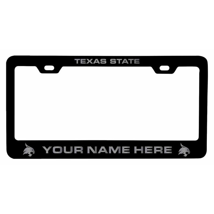 Customizable Texas State Bobcats NCAA Laser-Engraved Metal License Plate Frame - Personalized Car Accessory Image 1