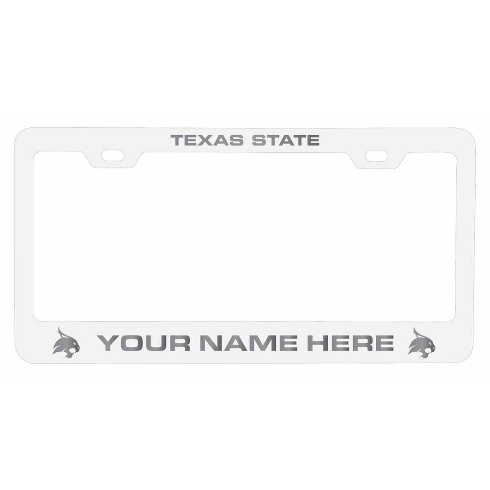 Customizable Texas State Bobcats NCAA Laser-Engraved Metal License Plate Frame - Personalized Car Accessory Image 2