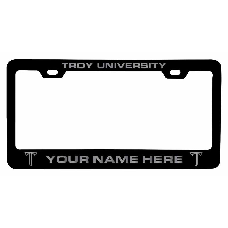 Collegiate Custom Troy University Metal License Plate Frame with Engraved Name Image 1