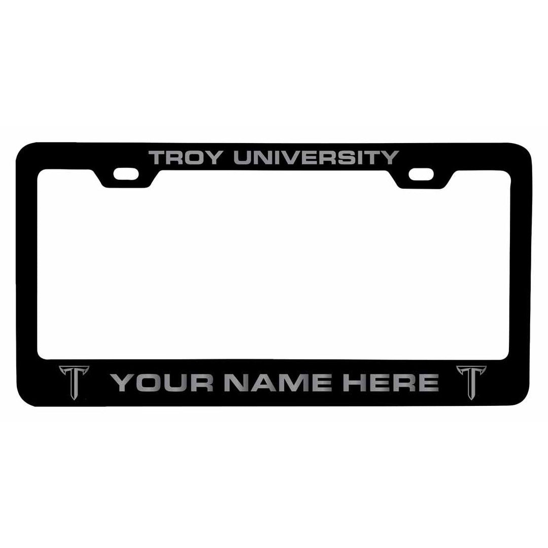 Customizable Troy University NCAA Laser-Engraved Metal License Plate Frame - Personalized Car Accessory Image 1