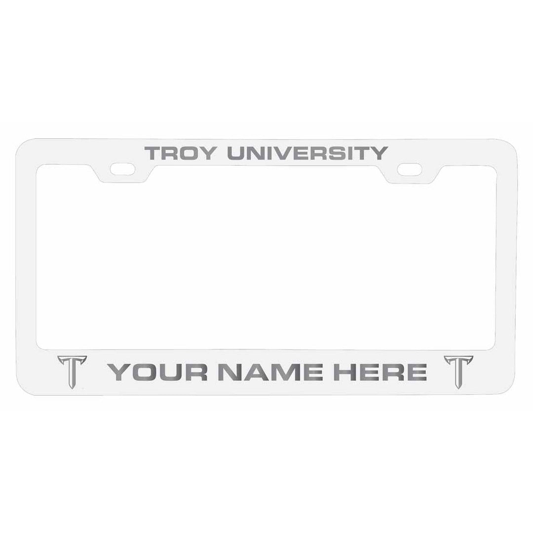 Customizable Troy University NCAA Laser-Engraved Metal License Plate Frame - Personalized Car Accessory Image 2