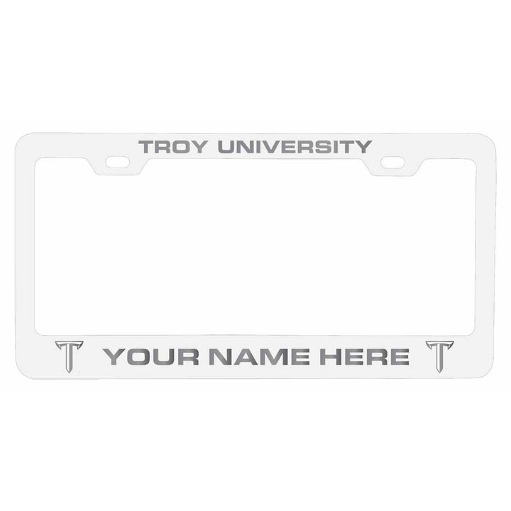 Customizable Troy University NCAA Laser-Engraved Metal License Plate Frame - Personalized Car Accessory Image 2