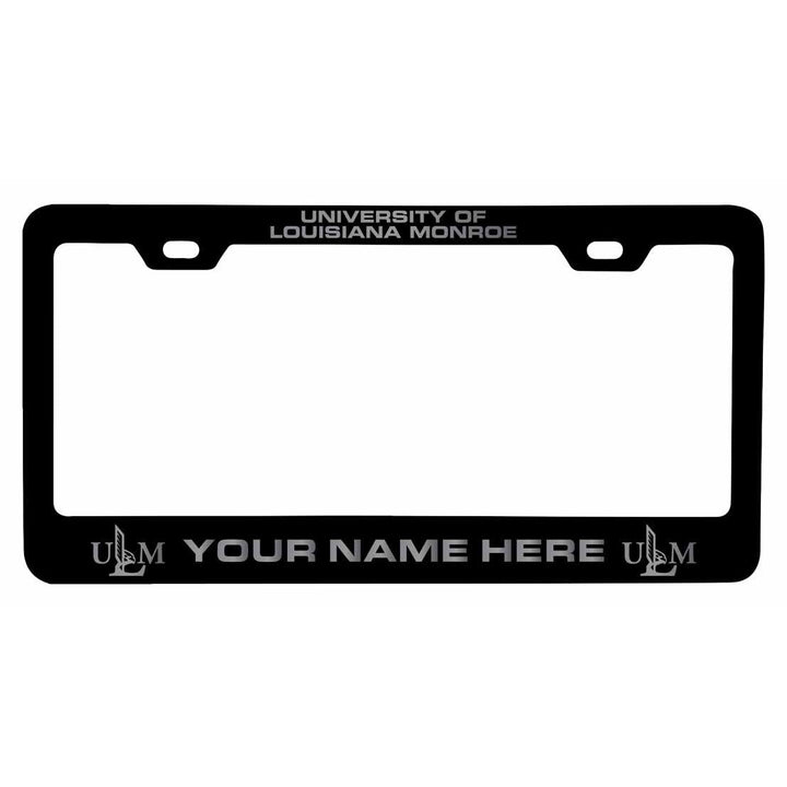 Customizable University of Louisiana Monroe NCAA Laser-Engraved Metal License Plate Frame - Personalized Car Accessory Image 1