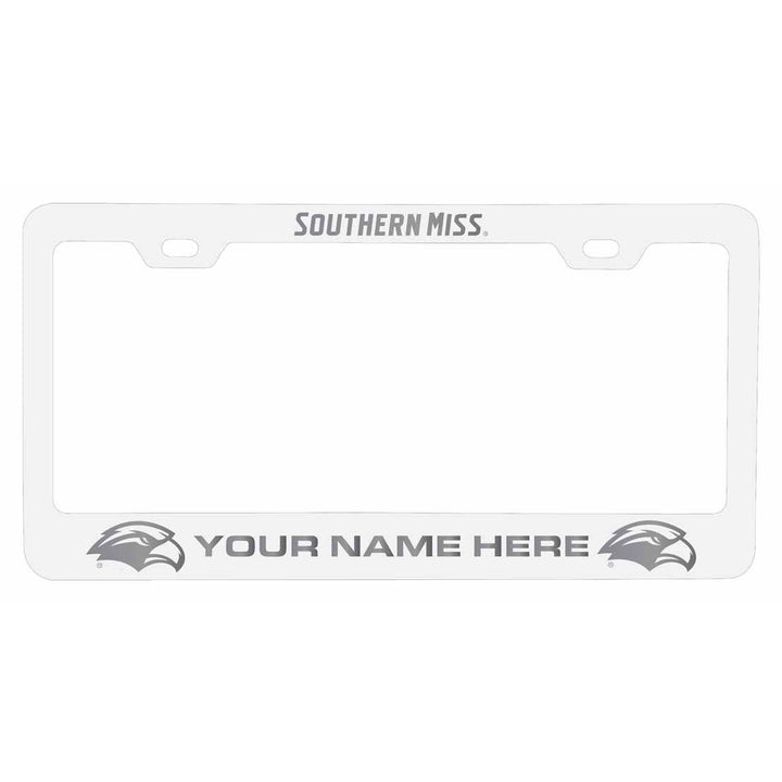 Customizable Southern Mississippi Golden Eagles NCAA Laser-Engraved Metal License Plate Frame - Personalized Car Image 2